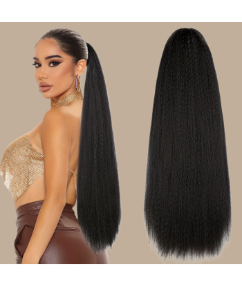 Queue de cheval Ponytail  Noir à Pince Naturel Remy Hair Yaki Straight solde