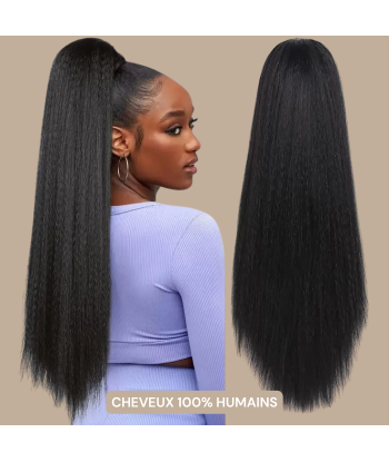 Queue de cheval Ponytail  Noir à Pince Naturel Remy Hair Yaki Straight solde