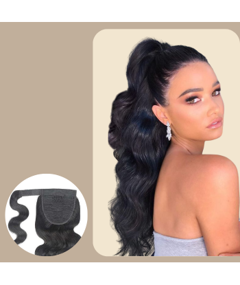 Queue de cheval Ponytail  Noir Ruban Magique Remy Hair Body Wave À commander