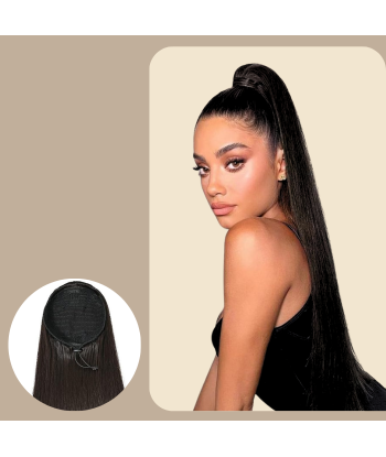 Queue de cheval Ponytail  Noir A Cordon Remy Hair Straight en ligne