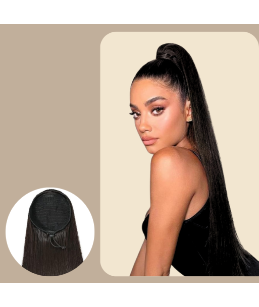 Queue de cheval Ponytail  Noir A Cordon Remy Hair Straight en ligne