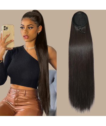 Queue de cheval Ponytail  Noir A Cordon Remy Hair Straight en ligne