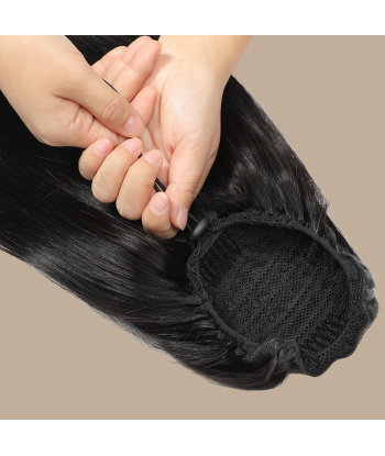 Queue de cheval Ponytail  Noir A Cordon Remy Hair Straight en ligne