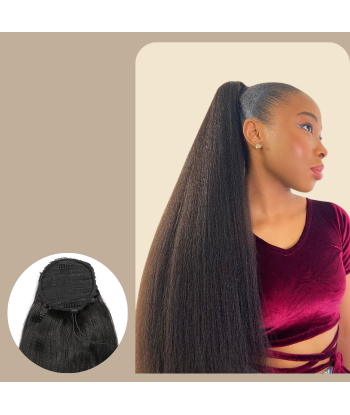 Queue de cheval Ponytail  Noir A Cordon Remy Hair Yaki Straight chez Cornerstreet bien 