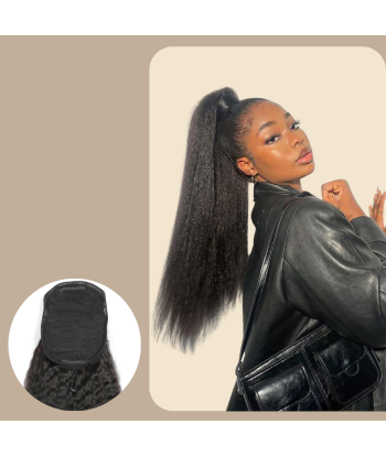 Queue de cheval Ponytail  Noir A Cordon Remy Hair Kinky Straight En savoir plus