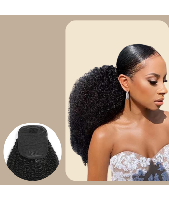 Queue de cheval Ponytail  Noir A Cordon Remy Hair  Afro Curly français