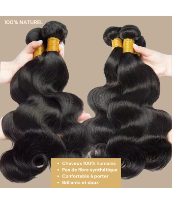 Tissage Cheveux Vierge Human Hair Body Wave 7A Brun Foncé 1B 100 Gr Faites des économies