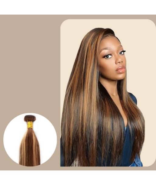 Tissage Cheveux Vierge Human Hair Straight 7A Chatain Méché Blond P4/27 100 Gr prix pour 