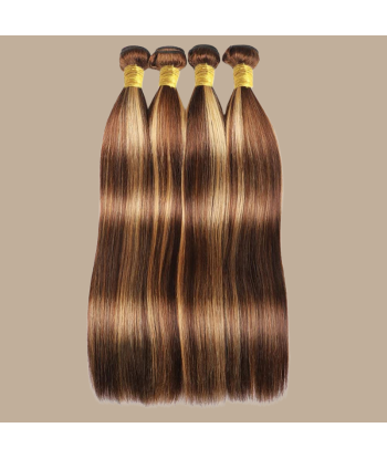 Tissage Cheveux Vierge Human Hair Straight 7A Chatain Méché Blond P4/27 100 Gr prix pour 