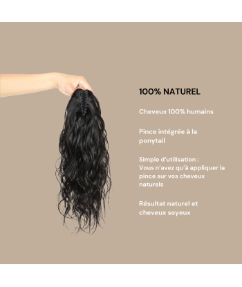 Rabo de cavalo castanho-escuro natural com mola para cabelo natural com ondulação brillant des détails fins