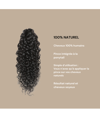 Rabo de cavalo castanho-escuro natural com mola de cabelo Remy Water Wave acheter en ligne