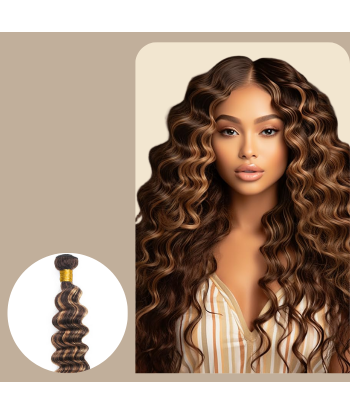 Tissage Vierge Cabelo Humano Ondas Profundas 7A Chatain Méché Blond P4/27 100 Gr Amélioration de cerveau avec