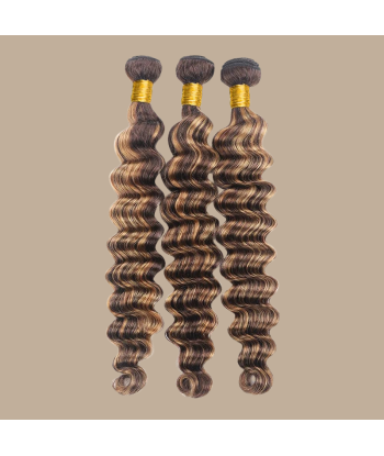 Tissage Vierge Cabelo Humano Ondas Profundas 7A Chatain Méché Blond P4/27 100 Gr Amélioration de cerveau avec