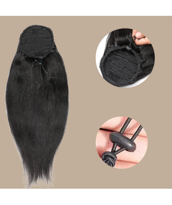 Paardenstaart donkerbruin A Cordon Remy Hair Yaki recht plus qu'un jeu 